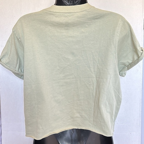 Free People Women's Green raw edge perfect tee -shirt size small NWT - Picture 4 of 12